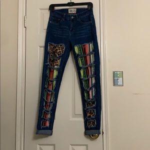 L&B Serape and cheetah ripped jeans